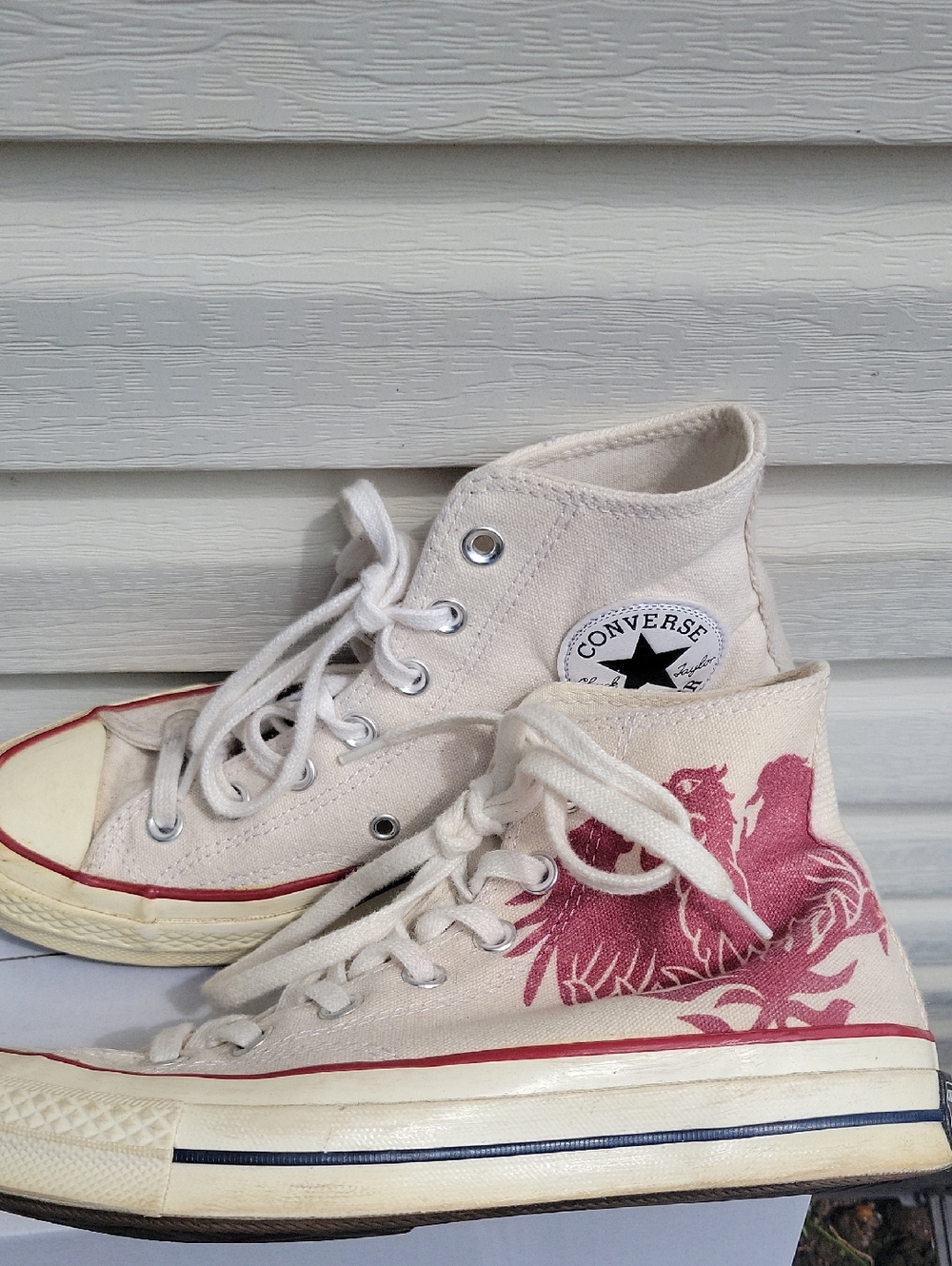 Converse Off-White High-Top Gamecock Dragon Sneakers size 7 Women's - Picture 4 of 9
